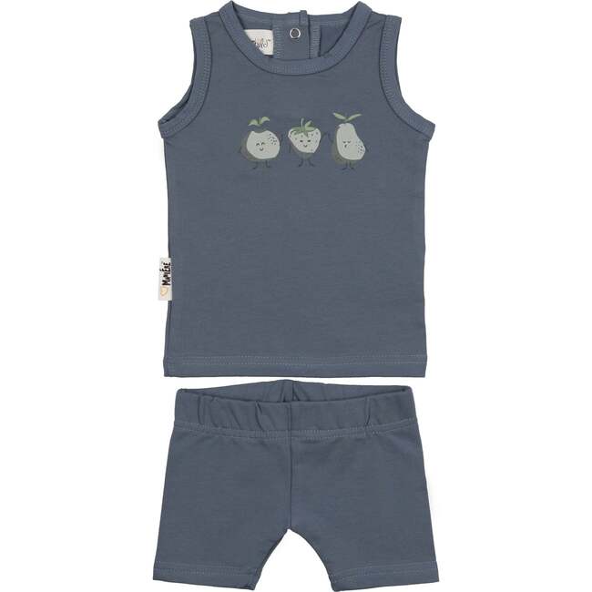 Boys Fruity Friends Print 2-Piece Tank & Short Set, Royal Blue - Mixed Apparel Set - 1