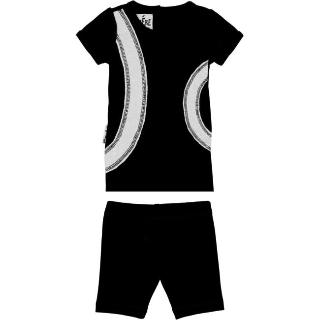 Arc Patch 2-Piece Top & Short Set, Black