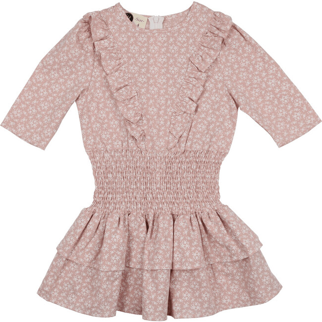 Textured Floral 3/4 Sleeve Peplum Dress, Mauve