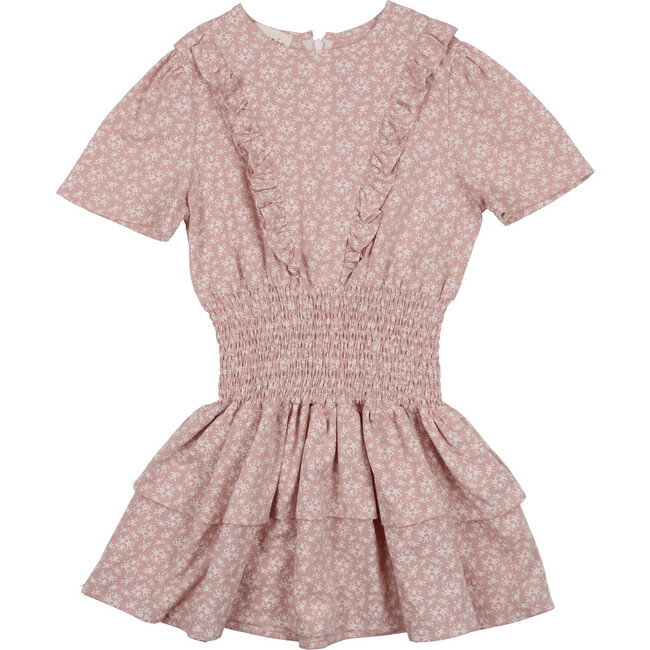 Textured Floral Short Sleeve Peplum Dress, Mauve