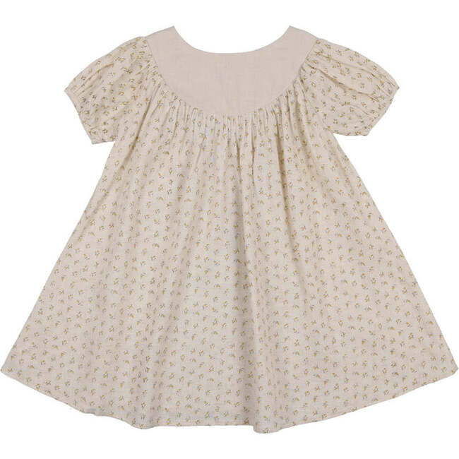 Lemon Blossom Pleated Puff Sleeve Swing Dress, Honey