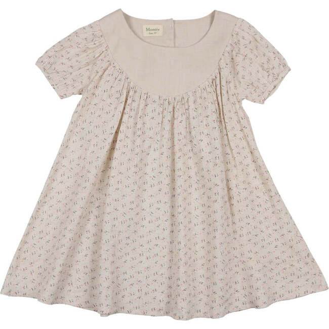 Lemon Blossom Pleated Puff Sleeve Swing Dress, Pink