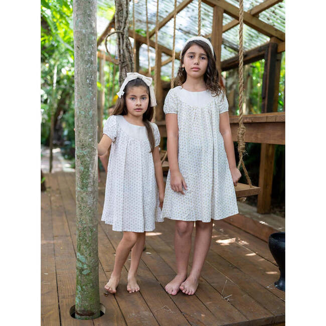 Lemon Blossom Pleated Puff Sleeve Swing Dress, Honey