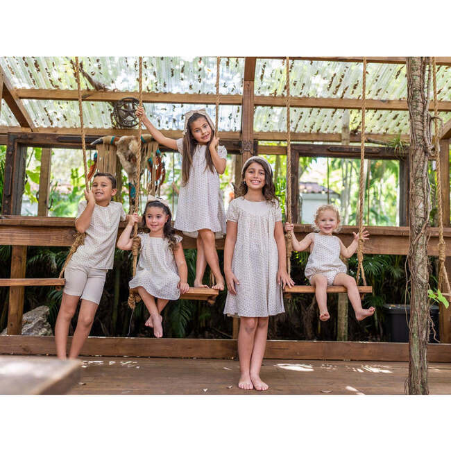 Lemon Blossom Pleated Puff Sleeve Swing Dress, Pink