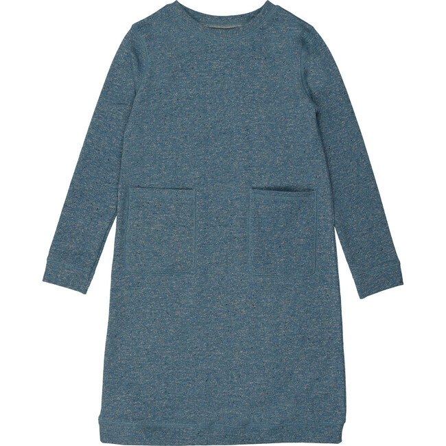 Sparkle French Terry Long Sleeve Dress, Blue - Dresses - 1