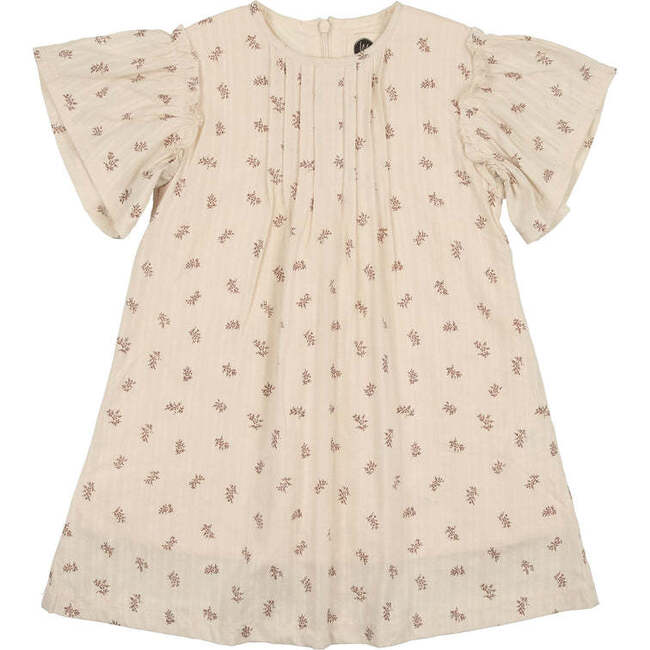 Pin Tuck Flutter Sleeve Dress, Rust