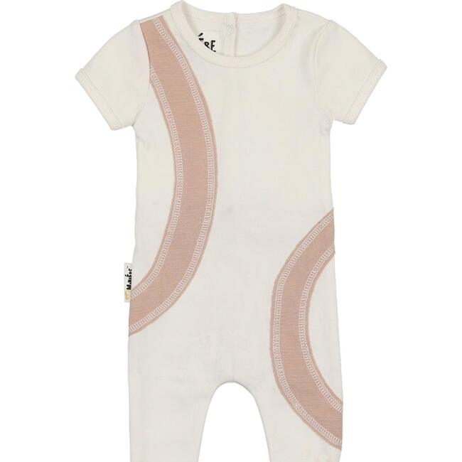Arc Patch Romper, White & Sand