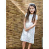 Clipdot Floral Peter Pan Collar Short Puff Sleeve Dress, White - Dresses - 2
