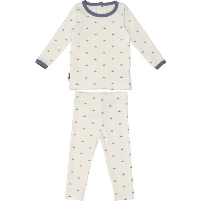 Sun Print Two-Piece Set, White/Blue