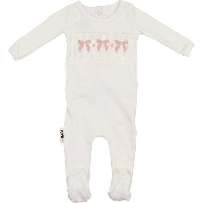 Smocked Footie, White - Footie Pajamas - 1