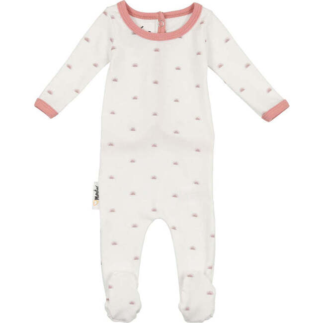 Sun Print Footie, White/Mauve