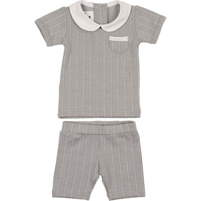 Raised Stripe Two-Piece Set, Grey