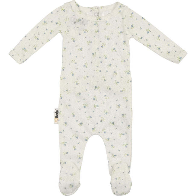 Eyelet Floral Footie, Blue