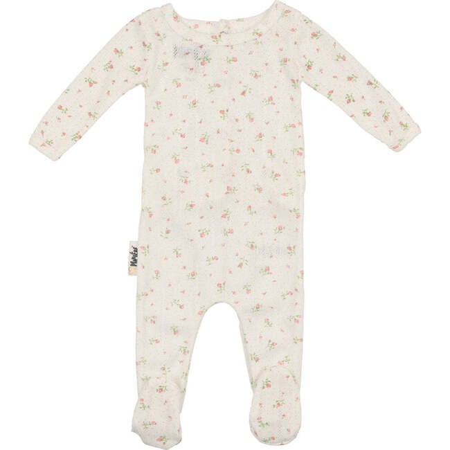 Eyelet Floral Footie, Pink - Footie Pajamas - 1