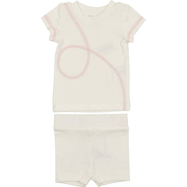 Spiral Stitch Short Set, White