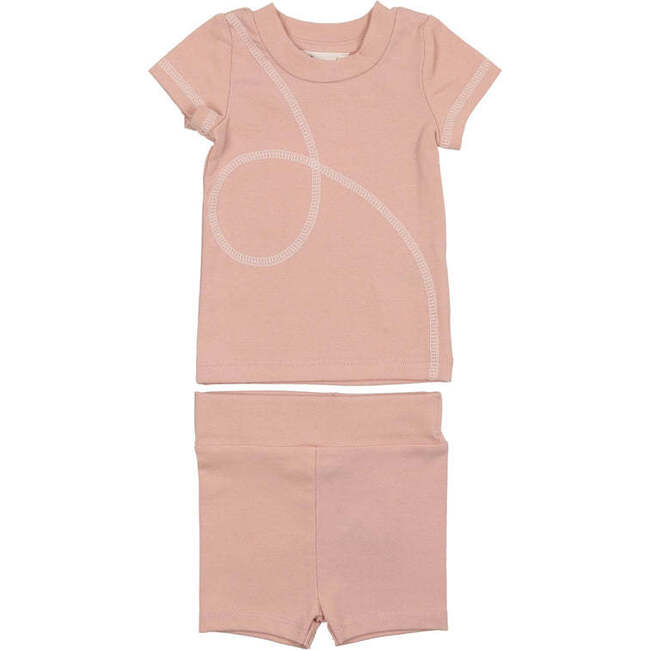 Spiral Stitch Short Set, Pink