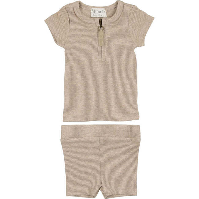 Soft Ribbed Short Set, Grey