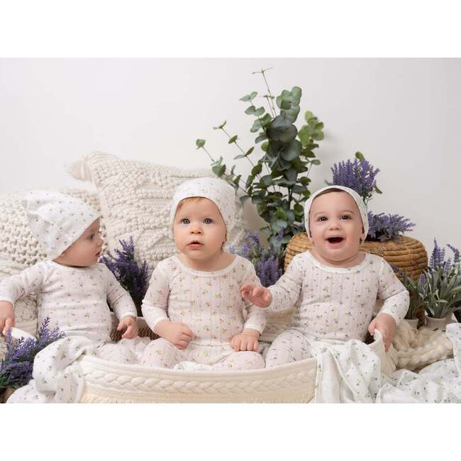 Eyelet Floral Footie, Pink - Footie Pajamas - 2