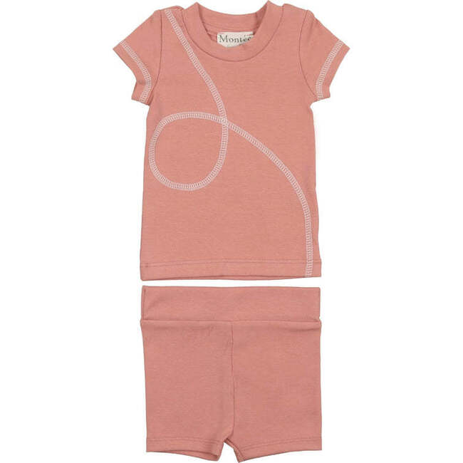Spiral Stitch Short Set, Orange