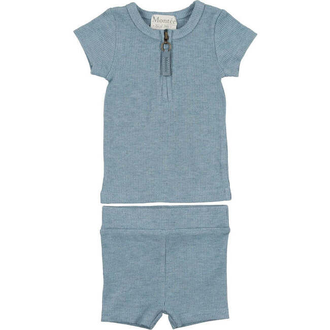 Soft Ribbed Short Set, Blue