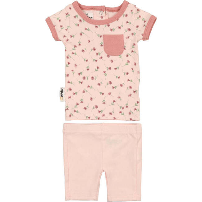 All Over Floral Two-Piece Set, Beige