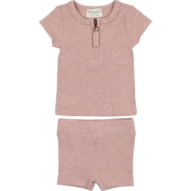 Soft Ribbed Short Set, Rose