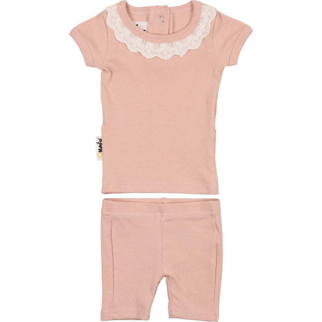 Eyelet Collar Two-Piece Set, Mauve
