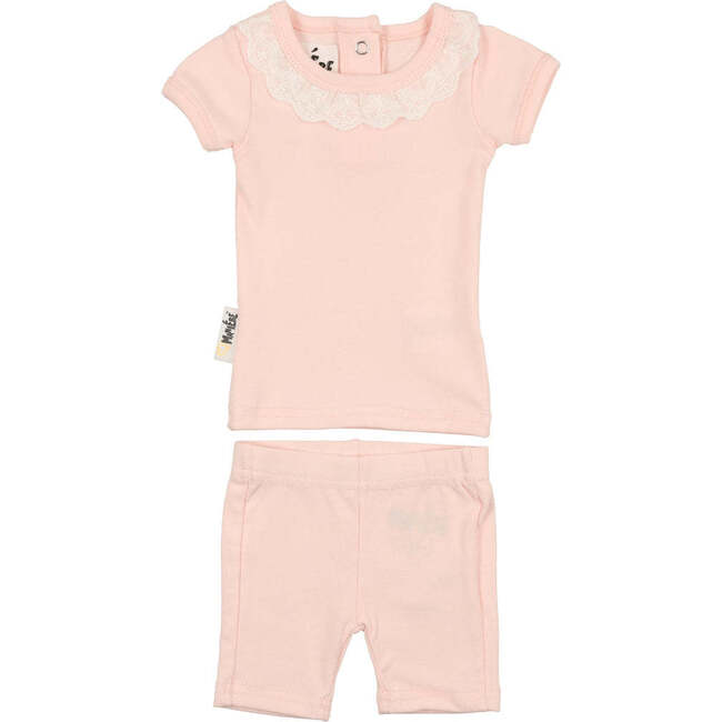 Eyelet Collar Two-Piece Set, Peach