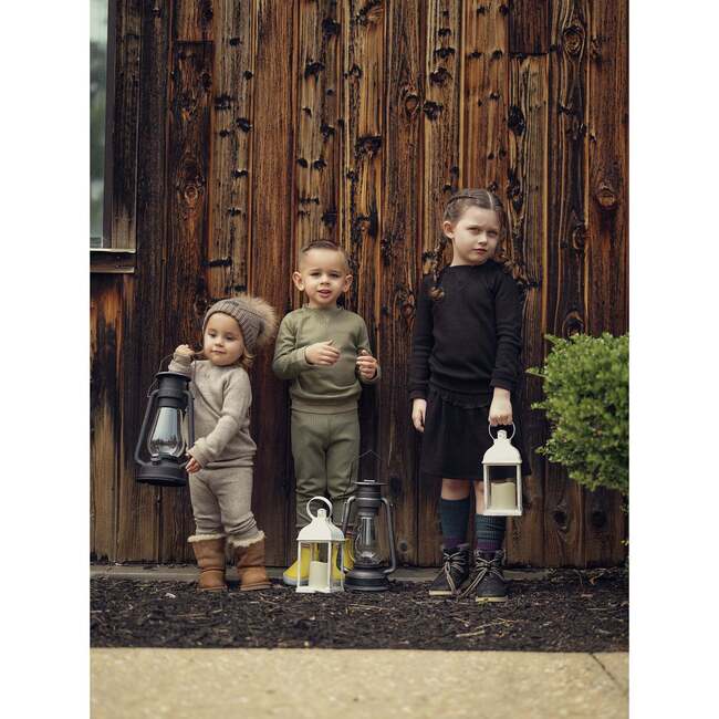 Waffle Knit Sparkle Crew Neck Relaxed Fit Sweater, Taupe