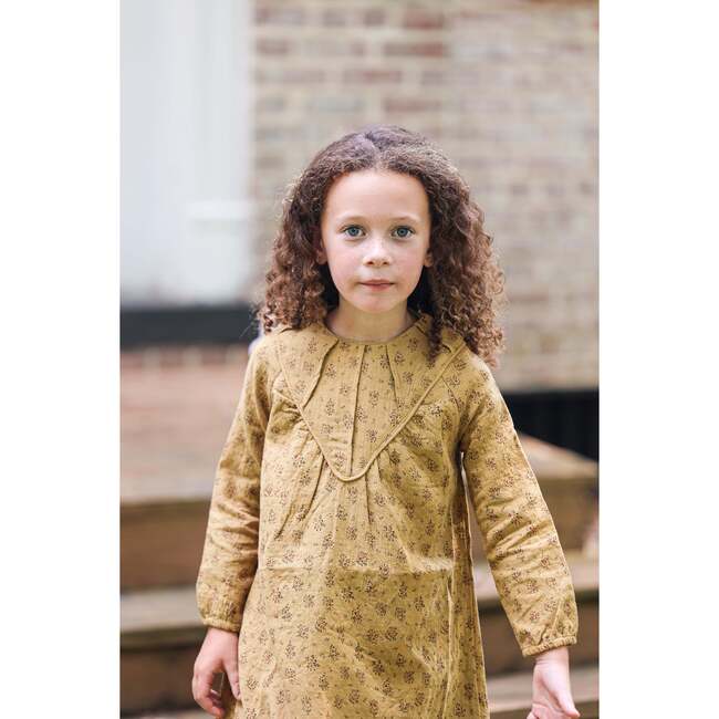 Winter Forest Long Sleeve Drop Shoulder Comfort Fit Dress, Cream