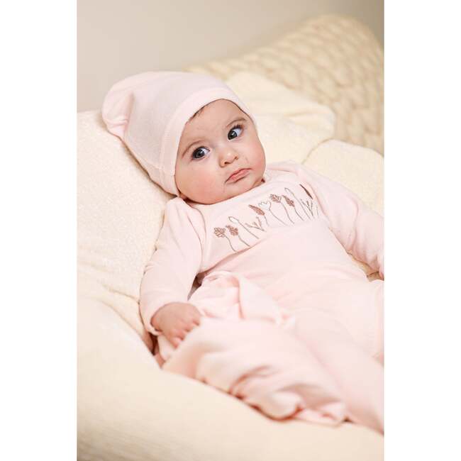 Winter Garden Embroidered Long Sleeve Footie, Powder Pink