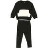 Unisex Couture Contrast Front Pocket Sweater & Pant 2-Piece Set, Black & White - Mixed Apparel Set - 1 - thumbnail