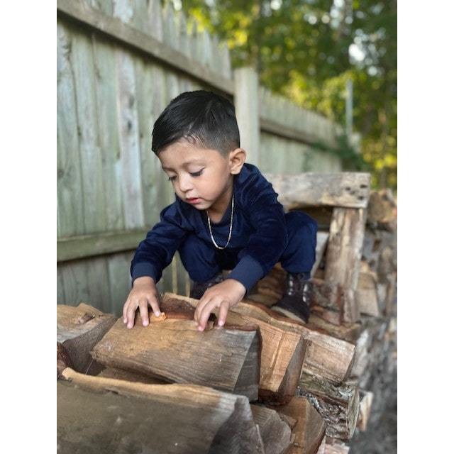 Velour Crew Neck Ribbed Cuff Long Sleeve Shirt, Cream