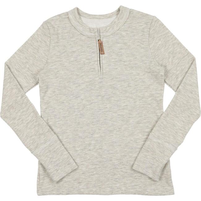 Unisex Montee Zipper Henley Shirt, Heather White