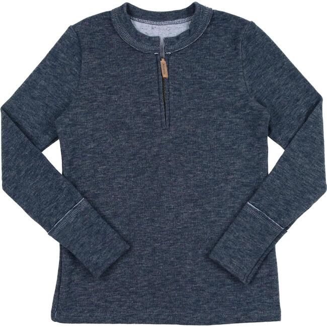 Unisex Montee Zipper Henley Shirt, Blue