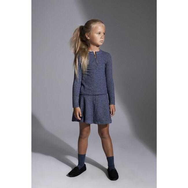 Unisex Montee Zipper Henley Shirt, Blue - T-Shirts - 3