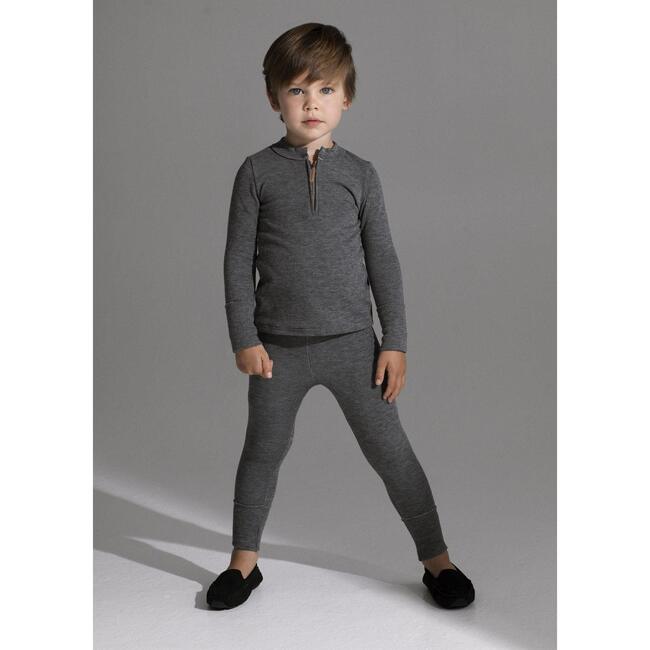 Unisex Montee Zipper Henley Shirt, Heather Charcoal - T-Shirts - 4