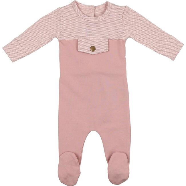 Snap Pocket Long Sleeve Footie, Mauve - Footie Pajamas - 1