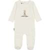 Snow Bunny Round Neck Long Sleeve Footie, White & Mauve - Footie Pajamas - 1 - thumbnail