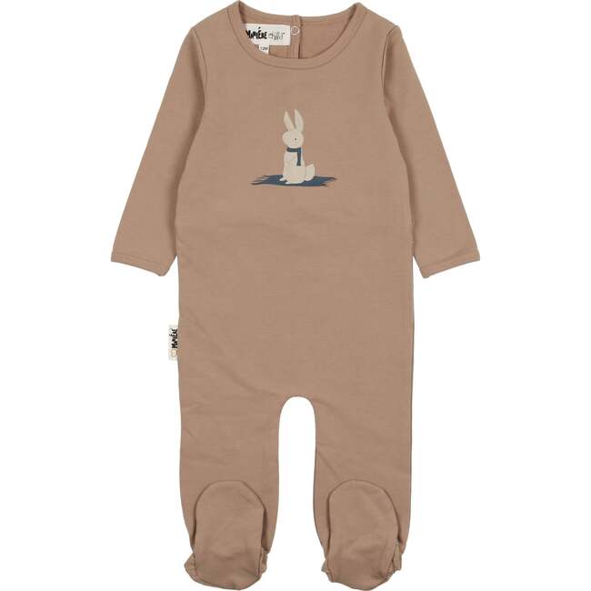 Snow Bunny Round Neck Long Sleeve Footie, Mocha