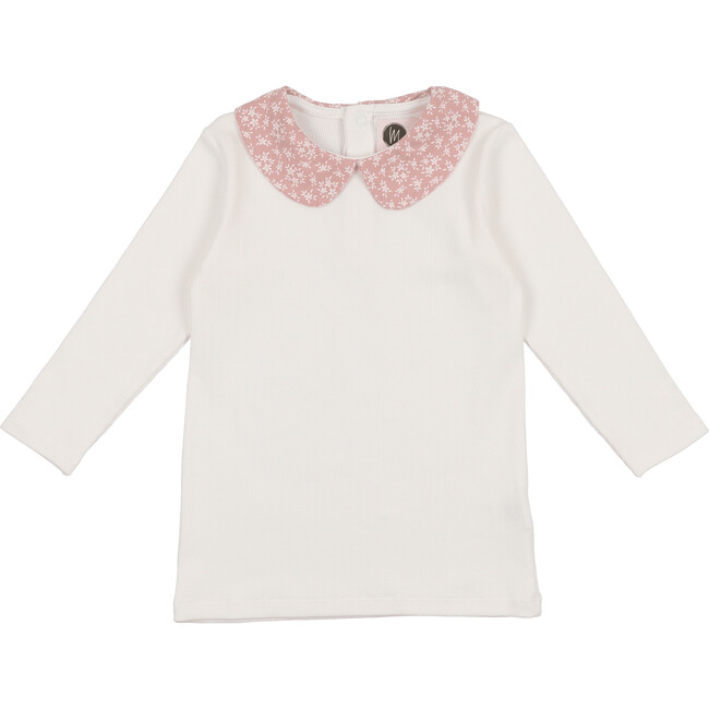 Textured Floral Peter Pan Collar Long Sleeve Shirt, Mauve