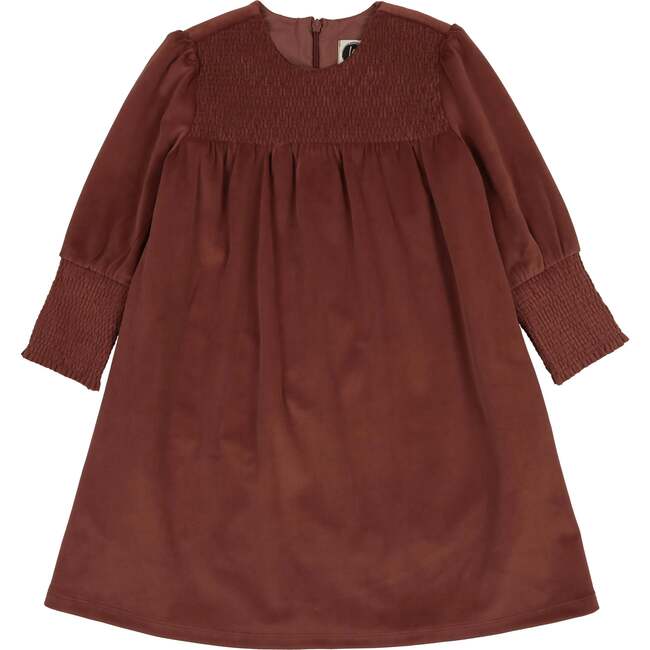 Royal Velvet Smocked Shect & Cuff A-Line Dress, Mauve
