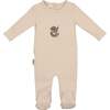 Star Gazer Round Neck Long Sleeve Footie, Beige - Footie Pajamas - 1 - thumbnail
