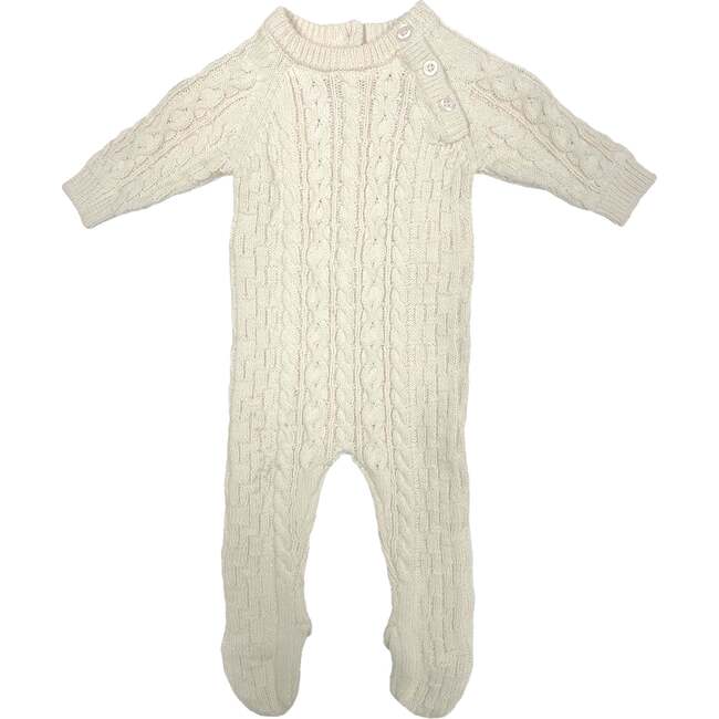Multi Knit Long Sleeve Footie, Ivory - Footie Pajamas - 1