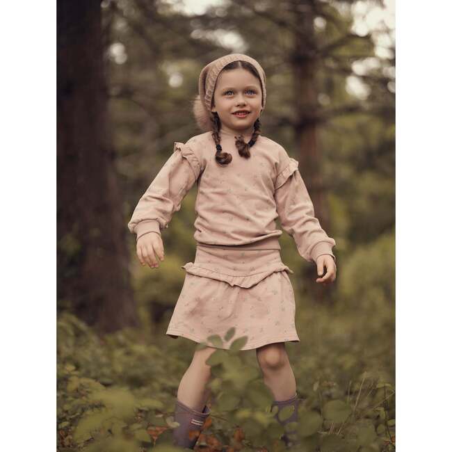 Pine Tired Ruffle A-Line Short Skirt, Mauve