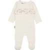 Floral Ruffle Front Long Sleeve Footie, White - Footie Pajamas - 1 - thumbnail