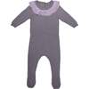 Flecked Collar Long Sleeve Footie, Lavender - Footie Pajamas - 1 - thumbnail