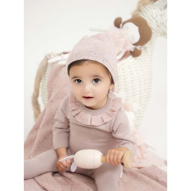 Flecked Collar Long Sleeve Footie, Ivory - Footie Pajamas - 2