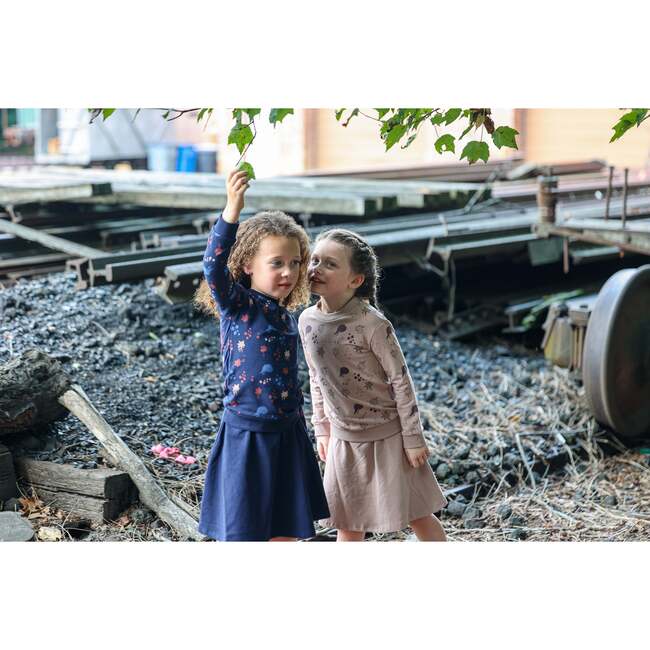 Girls Super Bubble Ribbed Crew Neck Sweater Top, Mauve