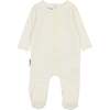 Elegant Embroidered Long Sleeve Footie, Cream - Footie Pajamas - 1 - thumbnail